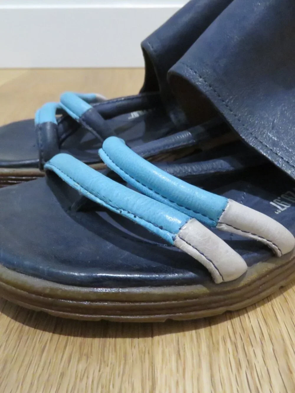 A.S. 98 Merv Leather Sandal Shoes Tornado Marina Grigio Blue US 7 Boho Grunge